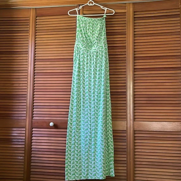 Lilly Pulitzer | Dresses | Lilly Pulitzer Strapless Maxi Dress Size S Green  With White Bee Print Pockets | Poshmark